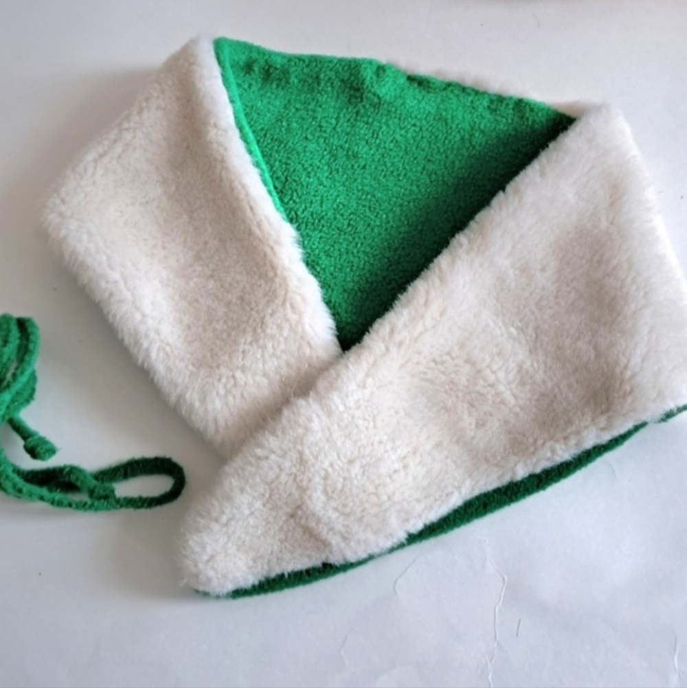 Scarf Hat Kelly Green Fleece White Faux Sherpa Versatile Reversible St. Patricks